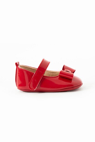 yummy kids First Step Velcro Bow Detailed Non-Slip Sole Patent Leather Girls Ballerina Shoes Booties