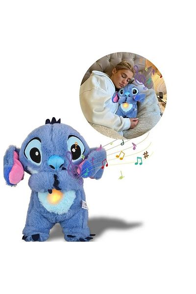 KidMania Jucărie de pluș Stitch KidMania® cu funcție de respirație, cântece și lumină pentru copii