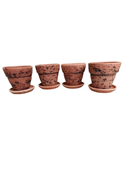 Ece Botanik 4 ADET ANTİK GÖRÜNÜMLÜ TOPRAK SAKSI 17*15 CM