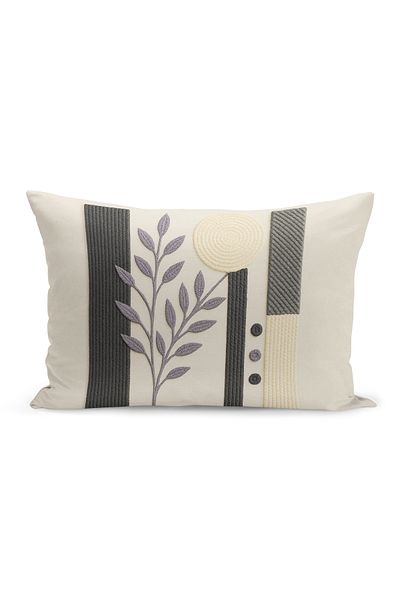 Bertille Home Double Side Digital Printed Throw Pillow Case (Punch/Punch Embroidery Pattern Look)
