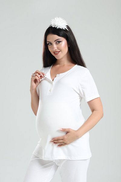 LOHOUSE Women's Tuba Black Patterned Woven Cotton Maternity Maternity Pajamas Set of 3
