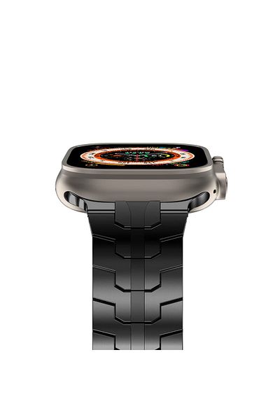 O Ozone Titanium Metal Watch Band Strap Compatible with Apple Watch Ultra 2 Band 49mm 45mm 44mm 42mm - Black