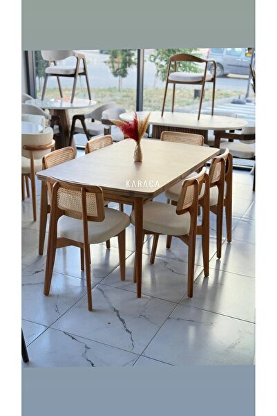 holzwelt Bohem Masa Takımı Açılır Ahşap Masa Takımı 6 Kişilik Açılır Masa San...