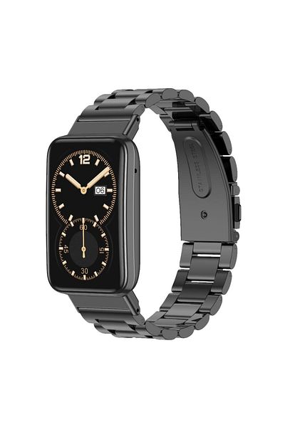 O Ozone Stainless Steel Metal Bracelet Straps for Mi Band 7 Pro-Black