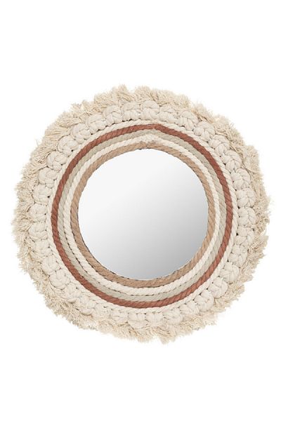 Atmosphera Wonder Cotton Frame Round Decorative Wall Mirror Multicolor 40cm