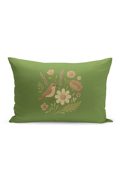 Bertille Home Husă de pernă imprimată digitală pe două părți (aspect de model de broderie Punch/Punch)