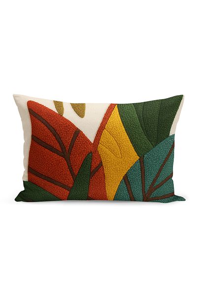 Bertille Home Double Side Digital Printed Throw Pillow Case (Punch/Punch Embroidery Pattern Look)