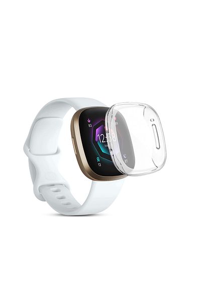 O Ozone Silicone Bands with Case | Fitbit Sense & Fitbit Versa 3 Smart Watch | White