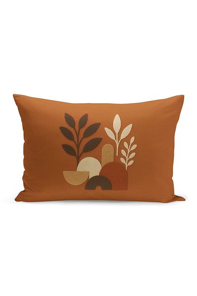 Bertille Home Double Side Digital Printed Throw Pillow Case (Punch/Punch Embroidery Pattern Look)