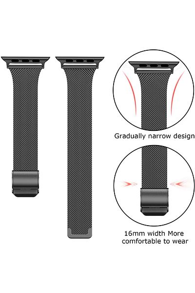O Ozone Apple Watch Series 10 | Ultra 2 | 8 Ultra | 9 | 8 | 7 | 6 | Milanese Straps |Black