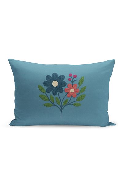 Bertille Home Husă de pernă imprimată digitală pe două părți (aspect de model de broderie Punch/Punch)