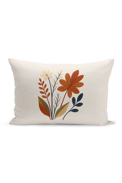 Bertille Home Husă de pernă imprimată digitală pe două părți (aspect de model de broderie Punch/Punch)