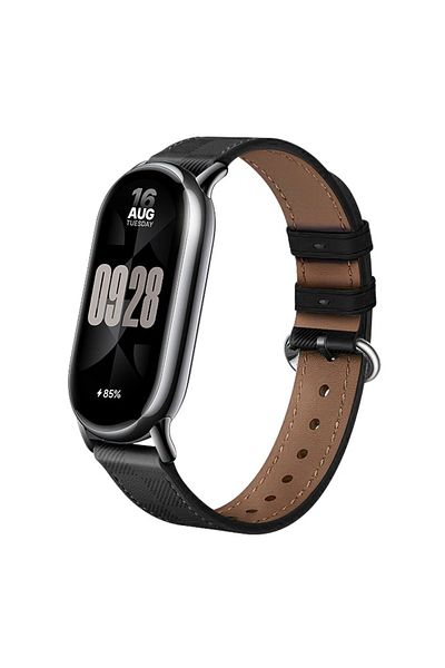O Ozone Leather Straps For Xiaomi Mi Band 8 / Xiaomi Smart Band 8 - Black