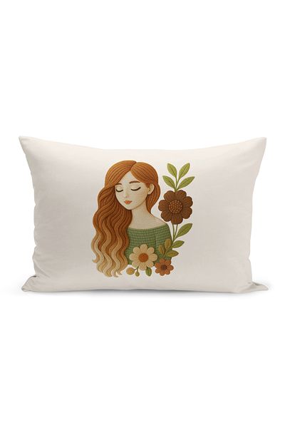 Bertille Home Husă de pernă imprimată digitală pe două părți (aspect de model de broderie Punch/Punch)