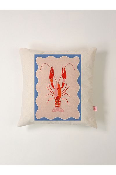 Galia Tasarım Μαξιλαροθήκη με στάμπα Marine Series Lobster Wave 45x45 cm