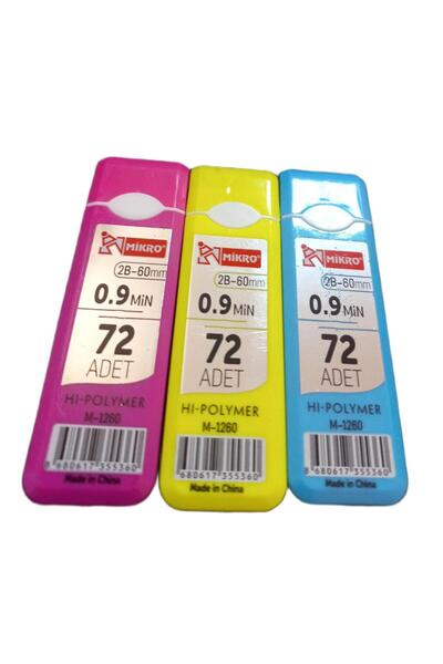 Mikro M-1260 Hi Polymer 60 mm 2B 0.9 Kalem Ucu 72 Li 3 Tüp