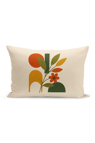 Bertille Home Husă de pernă imprimată digitală pe două părți (aspect de model de broderie Punch/Punch)