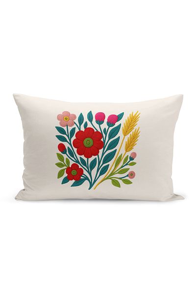 Bertille Home Husă de pernă imprimată digitală pe două părți (aspect de model de broderie Punch/Punch)