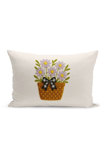 Bertille Home Husă de pernă imprimată digitală pe două părți (aspect de model de broderie Punch/Punch)