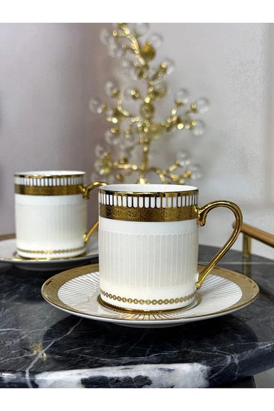 Kosova Kosava 6-Person Porcelain Cup Set 90Cc Tkebt White