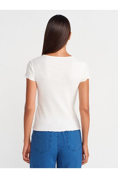 Dilvin 31935 Short Sleeve T-Shirt-Ecru
