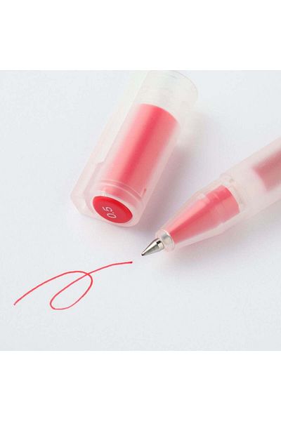 Muji Gel Ink Cap Type Ballpoint Pen, 0.5 mm, Red