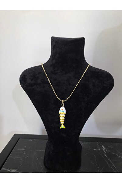 shop قلادة من حجر دوريكا باللون الأبيض والأصفر مع سلسلة ذهبية منقوشة على شكل ...