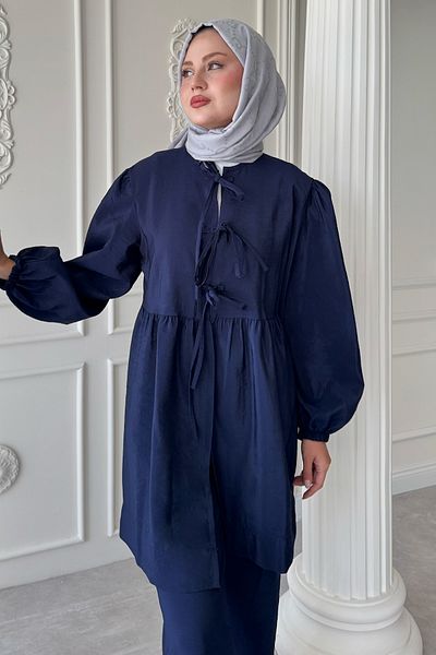 InStyle Knotted Loose Dark Navy Blue Suit