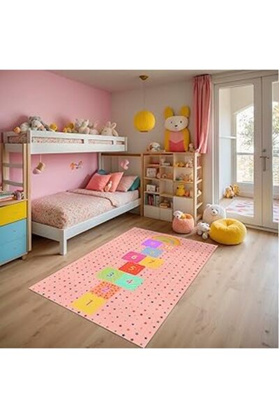 Genel Markalar Depoba Polya Şöil Kaymaz Pamuk Tabalı Yıkaabilir Atibakteriyel Çocuk Halısı 160X230