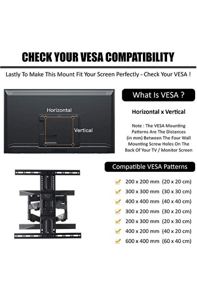 Generic ETHU Full Motion TV Wall Mount Bracket for 40-80 Inch TV, Swivel & Tilt, up to 99 lbs, VESA 600x400m