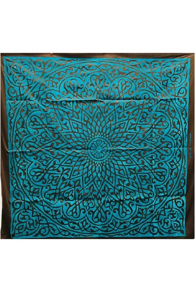 Generic Cloth Velvet and Lecra Fabric Tablecloth (Turquoise & Brown)