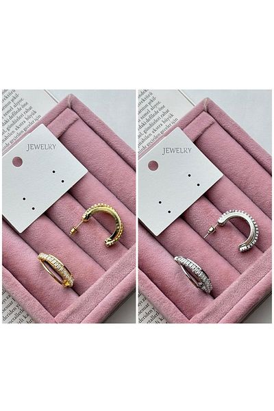 CA SHOPPİNG Stone Steel Anti-Tarnishing Hhoop Earring