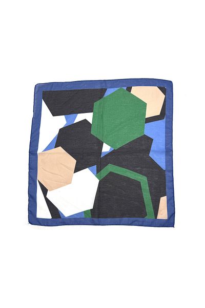 nazipek Geometric Patterned Cotton Bandana Scarf