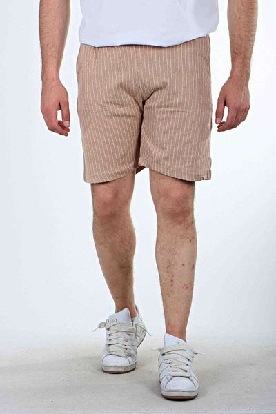 Benim Denim Striped Jogger Shorts Cream