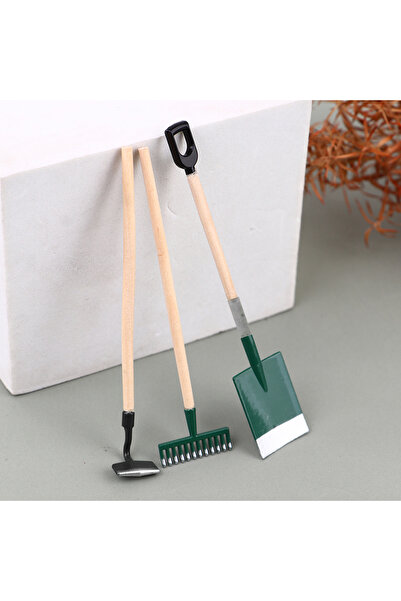 choice2 مجموعة أدوات زراعية مصغرة لبيت الدمى (3 قطع، بمقياس 1:12): مجرفة، مشط...