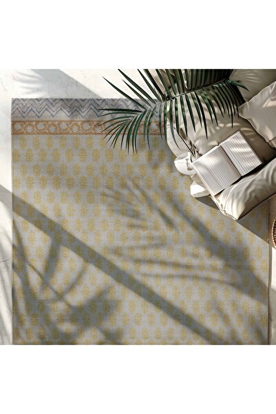 Al Kaffary Carpet Carpet Elham,Bohemian Style, Sadu Inspired Rug with Elegant Khish Design, outdoor seating rug,Yellow