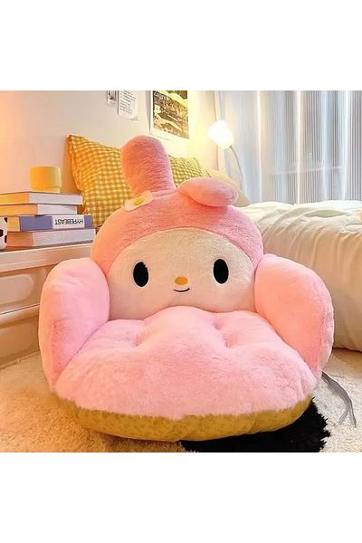 Miniso My Melody 55X45cm Big Size Cute Cinnamoroll Plush Half Surrounded Black Kuromi Cushion Backrest Dorm