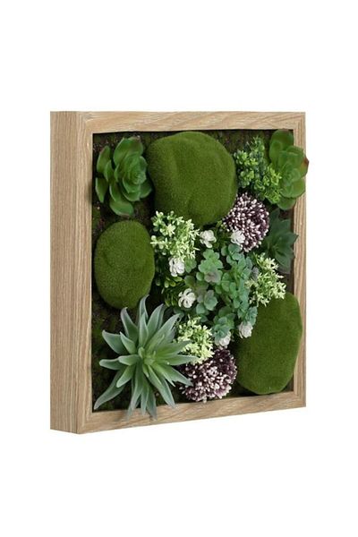 OEM Tablou din Lemn cu Plante & Muschi 3D 30x30x10cm
