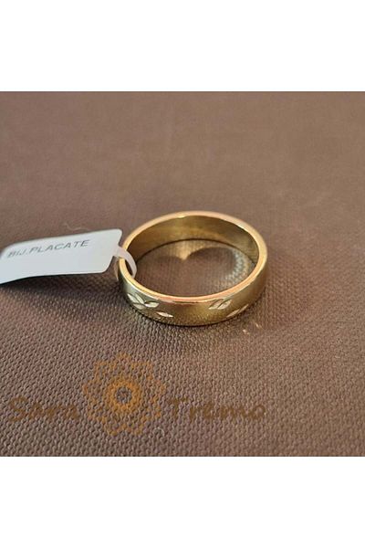 saratremo Gold Electroplated Ring with Laurel Engravings Matrimonio