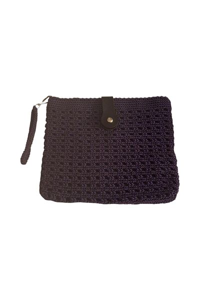 TURALLİ Macrame Cluch Handmade Special Design Bag, Plum Color