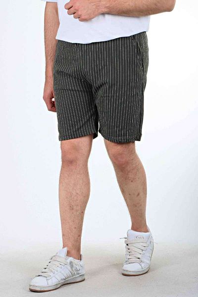 Benim Denim Striped Jogger Shorts Khaki