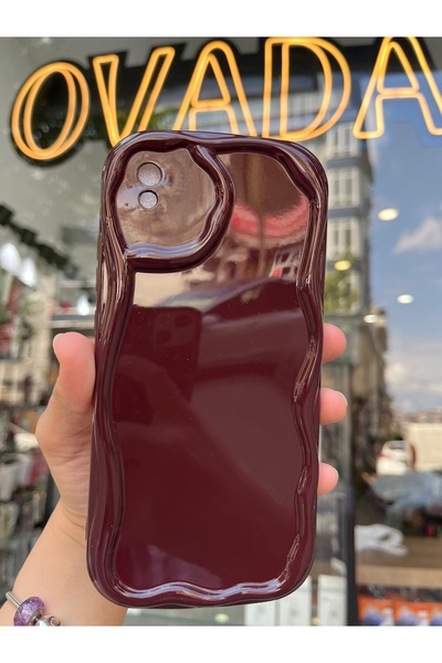 OVADA XIAOMI REDMI 9A Uyumlu Kamera Korumalı Dalga Kenarlı Simli Bordo Cherry Kılıf