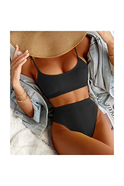 FITINT Women's Two-Piece Padded Swimsuit Black - FITINT 274