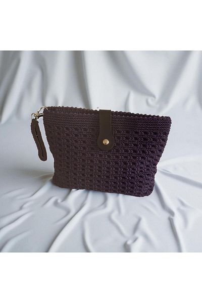 TURALLİ Macrame Cluch Handmade Special Design Bag, Plum Color