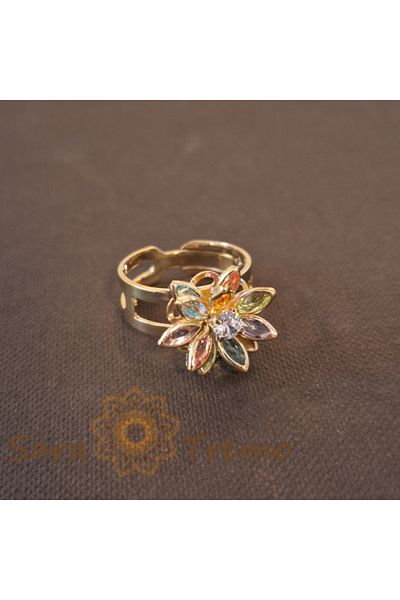 saratremo Sharp Petals Adjustable Gold-Plated Ring