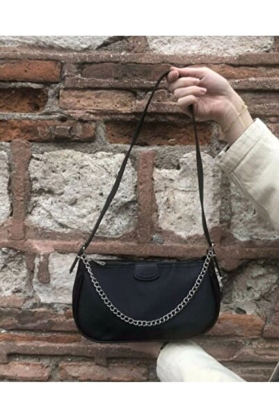 Zealous geantă baguette neagră cu lanț subțire pentru femei