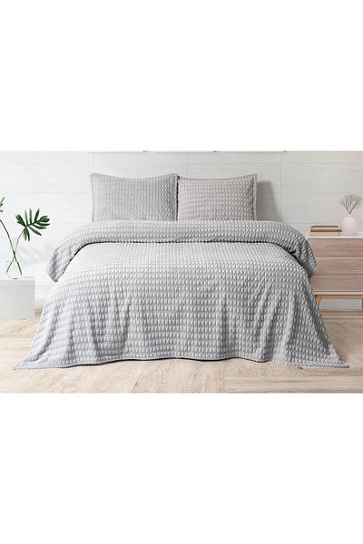 Merinos Modern Twist 3 Piece Double Blanket Set Boxed 220X240 Light Gray
