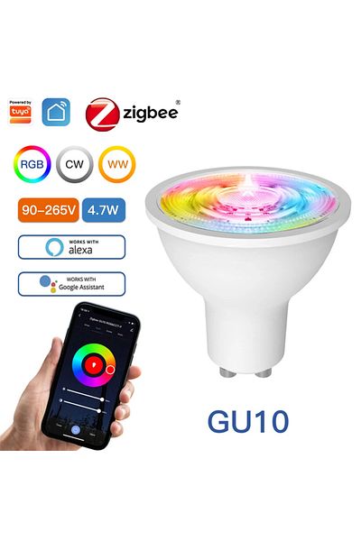 MOES 1 PCS Zigbee GU10 95-265V MOES Tuya ZigBee GU10 WIFI Smart LED Bulbs RGB C+W White Dimmable Lamps Sm