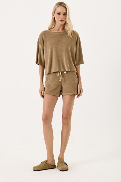 VAYU Naturel Detaylı Cepli Havlu Şort
