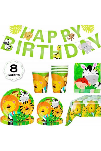 Yiran Party Tableware Set, 8 People, Cardboard, Multicolor